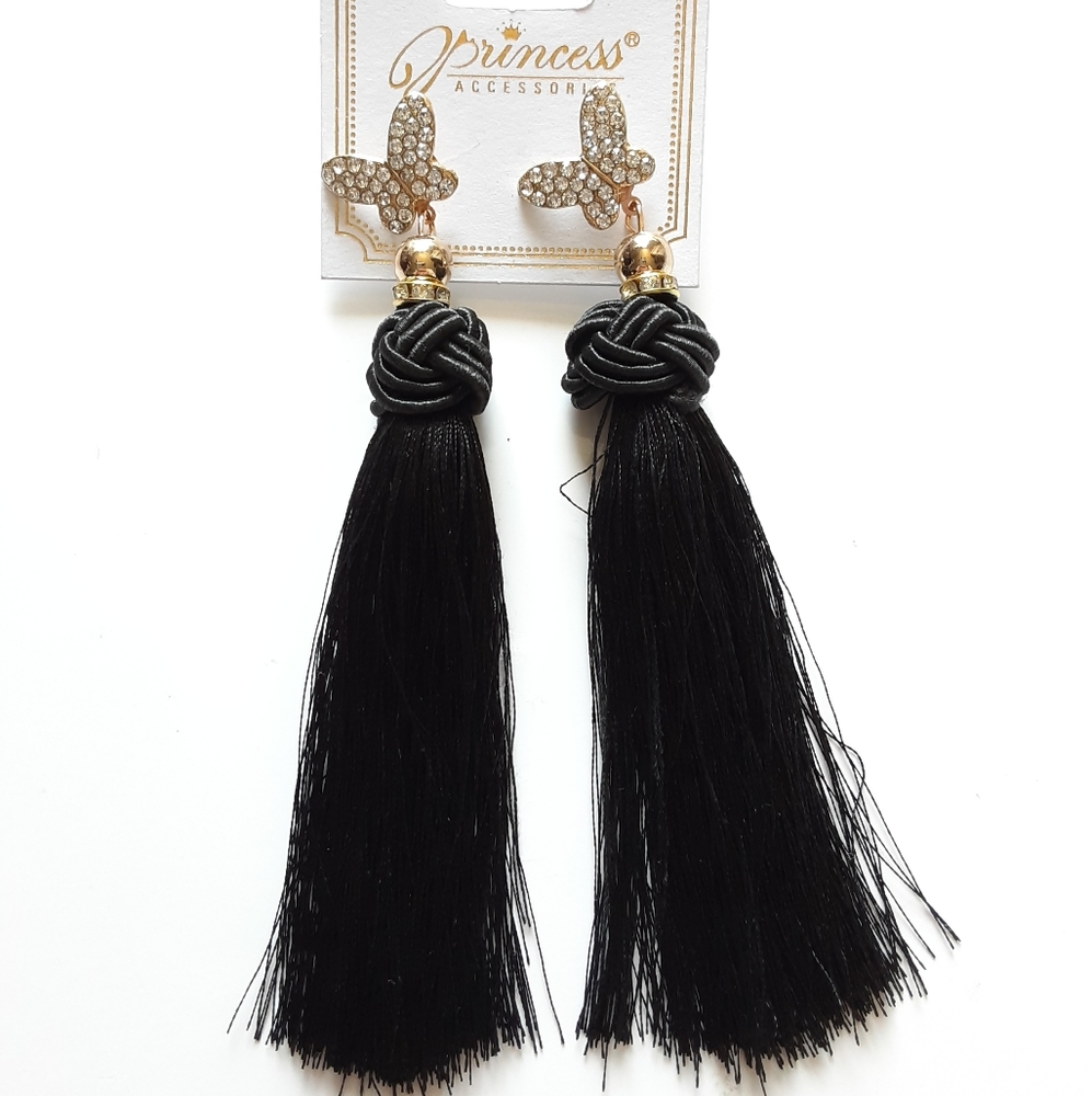 Princess Accessories Butterfly Tassel Earrings